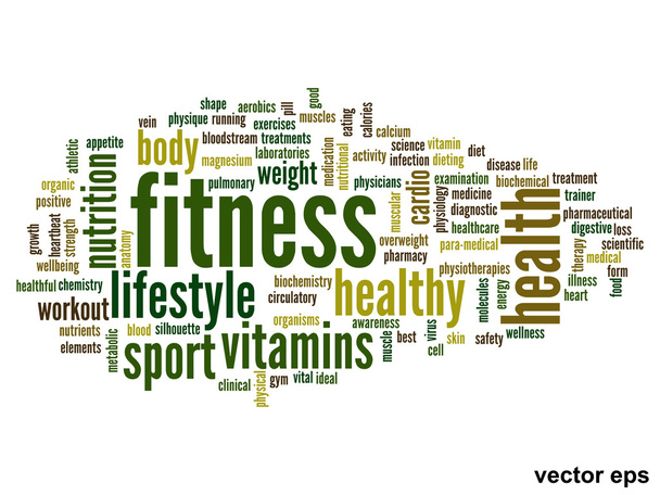 fitness zdrowie słowo cloud - Wektor, obraz