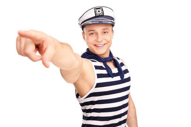 sailor pointing forward with his finger - Zdjęcie, obraz