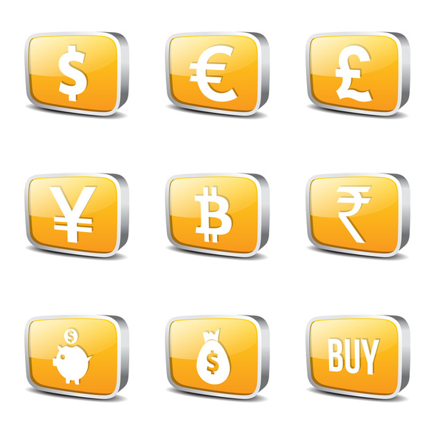 Currency Sign Icon Design Set - Wektor, obraz