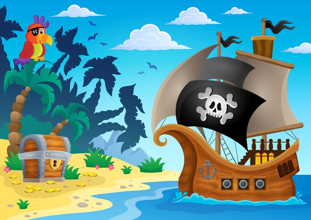 Pirate ship topic image 5 - Vektör, Görsel