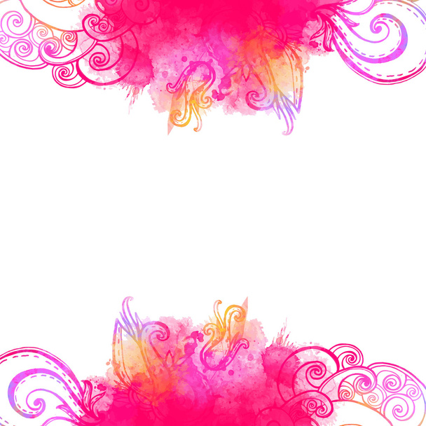 Pink wave frame with doodles - Vector, Image