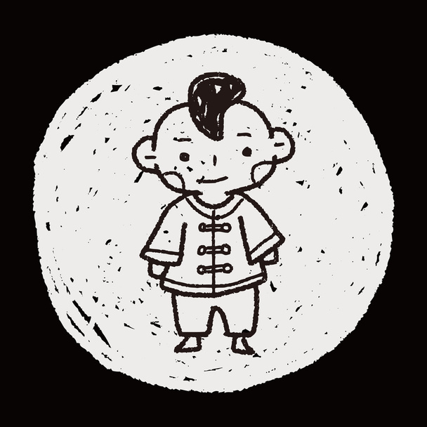 doodle китайського хлопчика
 - Вектор, зображення