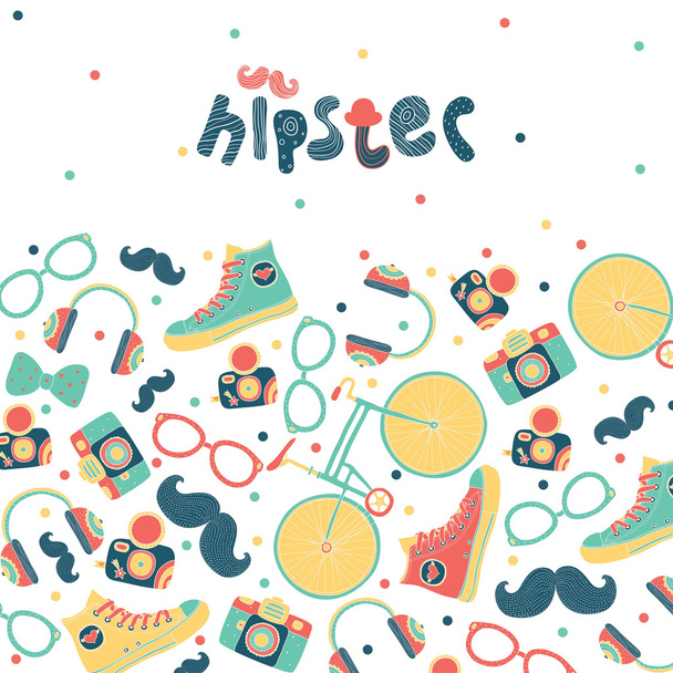 cute  Hipsters postcard. - Vector, Image