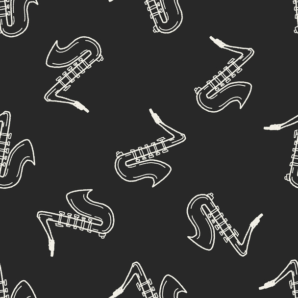 Saxophone doodle seamless pattern background - Vector, Image