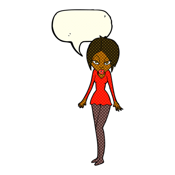 donna cartone animato in abito corto con bolla discorso
 - Vettoriali, immagini