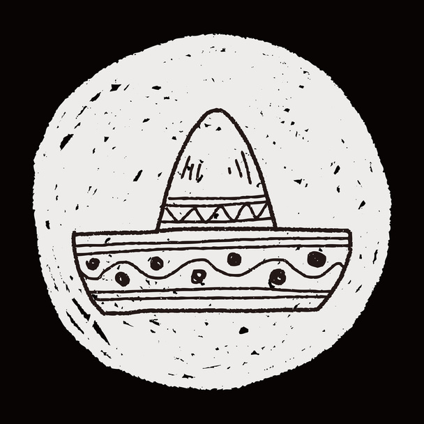 doodle μεξικάνικο καπέλο - Διάνυσμα, εικόνα