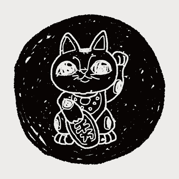 doodle szerencsés cat - Vektor, kép