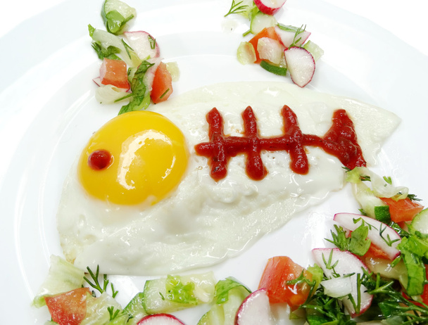 creative egg breakfast fish form  - Photo, Image