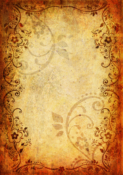 Vintage background with flower and leaf - Foto, afbeelding