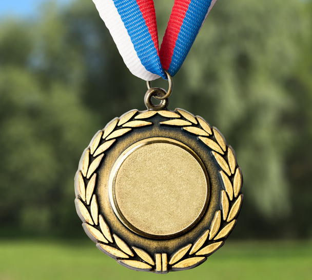 Medalha de metal com fita tricolor
 - Foto, Imagem