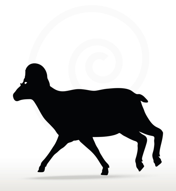 Силуэт большой рог овец в беговой позе
 - Вектор,изображение