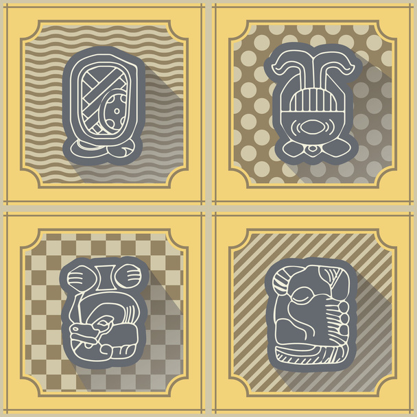 nahtloser Hintergrund mit Maya-Kalender namens Monate und zugehörigen Glyphen - Vektor, Bild