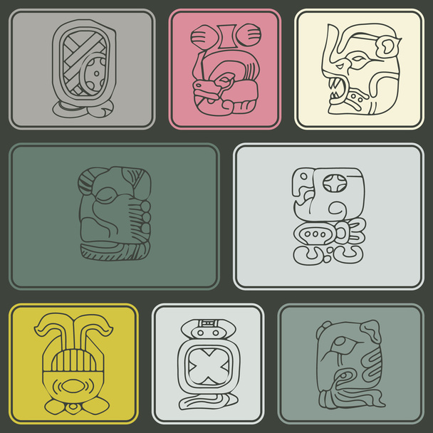 varratmentes háttérben a maya naptár hónap elemzi, és a kapcsolódó karakterjelek - Vektor, kép