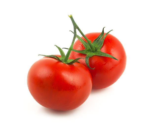 Juicy tomatoes isolated on white - Fotoğraf, Görsel