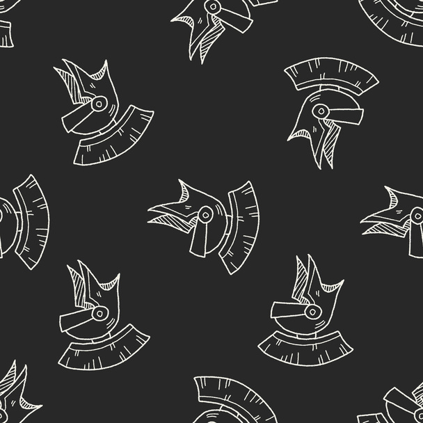 lovag sisak doodle varrat nélküli mintát háttér - Vektor, kép