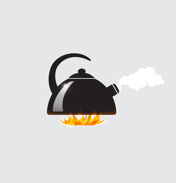 Teapot boiling on the fire - Vector, imagen