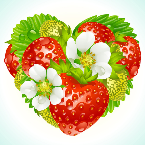 Vector strawberries in the shape of heart - Vector, afbeelding