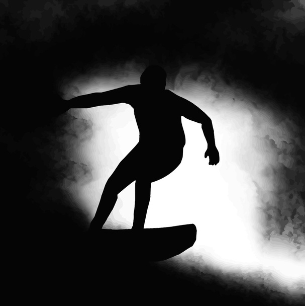 σιλουέτα surfer ιππασίας κύμα - Διάνυσμα, εικόνα