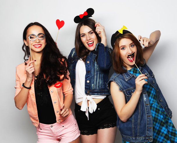  hipster girls best friends ready for party - Фото, изображение