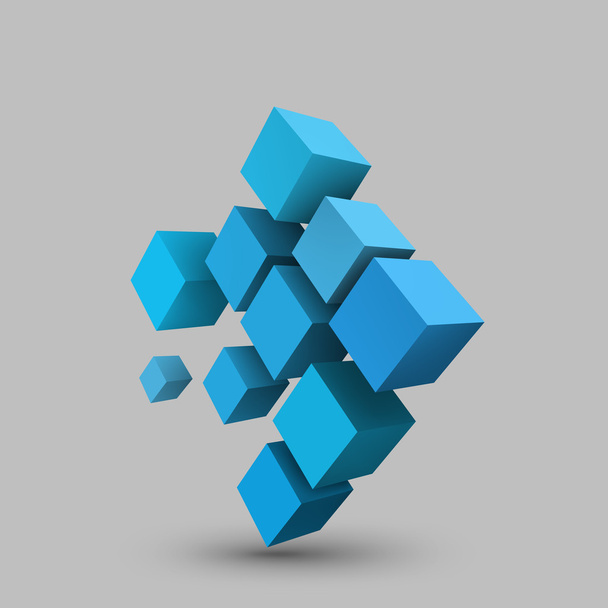Composition of 3d cubes. - ベクター画像
