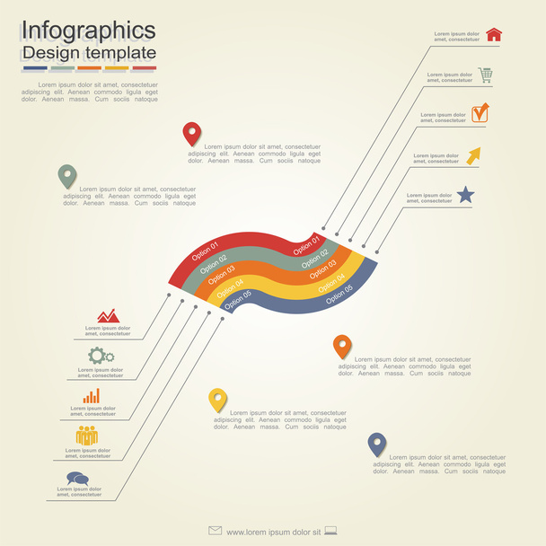 Infografische Berichtsvorlage mit Linien und Symbolen. Vektor - Vektor, Bild