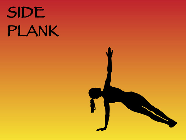 Yoga Woman Side Plank Pose - Vector, Image