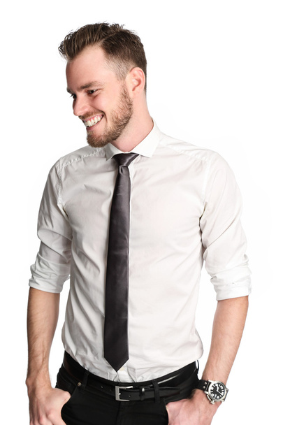 Attractive businessman in a white shirt and tie - Φωτογραφία, εικόνα