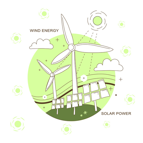 wind energy and solar power concept - Vector, Image