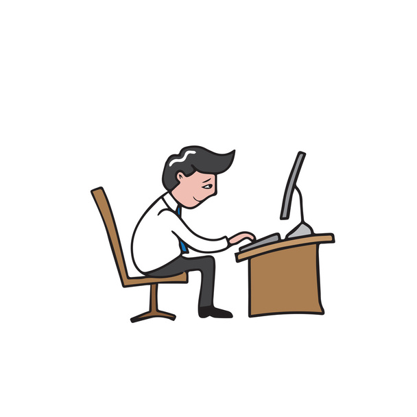 Man working desk - Vektor, obrázek