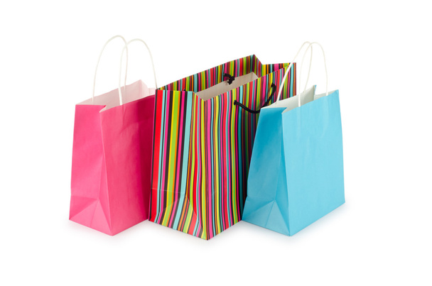 Shopping concept with bag on white - Φωτογραφία, εικόνα