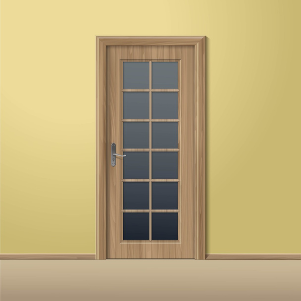 Puerta cerrada de madera vectorial con marco aislado
 - Vector, Imagen
