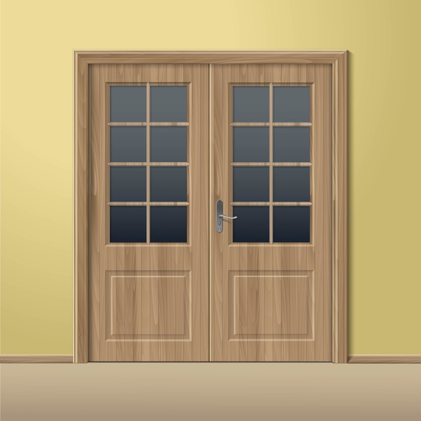 Vector Wood Closed Door with Frame Isolated - Vector, Image