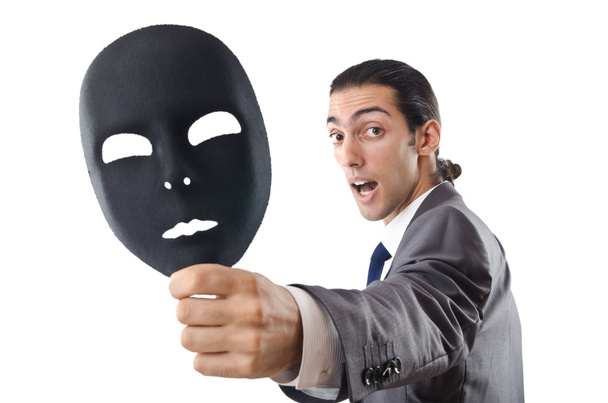 Průmyslový špionážní koncept s maskovaným podnikatelem - Fotografie, Obrázek