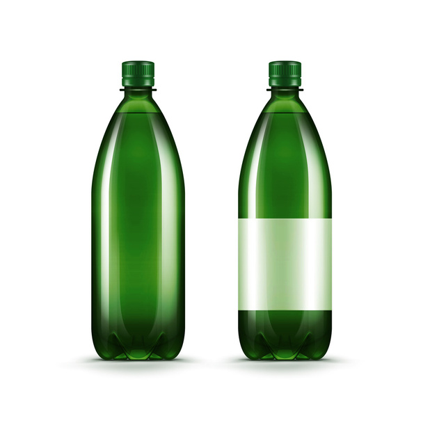 Wektor puste zielony plastikową butelkę wody na białym tle - Wektor, obraz
