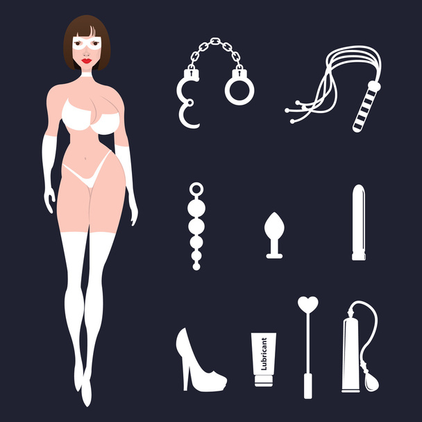 Fetish BDSM sexy woman in lingerie - Vector, Image
