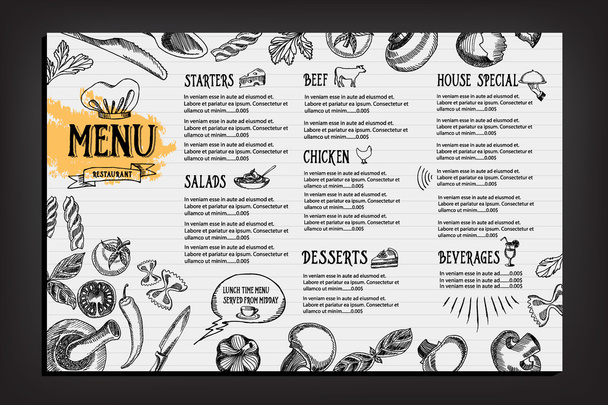 Cafe menu restaurace brožura - Vektor, obrázek