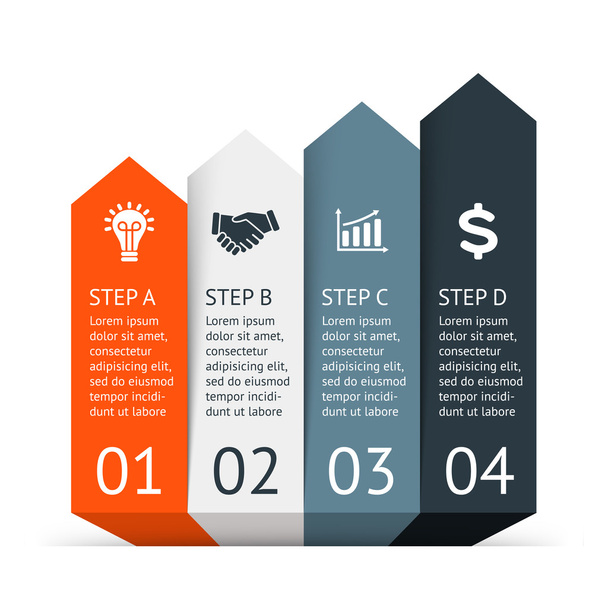 Vector arrows infographic. Template for diagram, graph, presentation and chart. Business startup concept with 4 options, parts, steps or processes. Abstract background. Data visualization. - Vector, Image