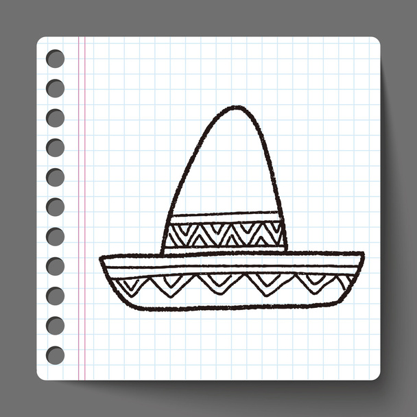 doodle μεξικάνικο καπέλο - Διάνυσμα, εικόνα