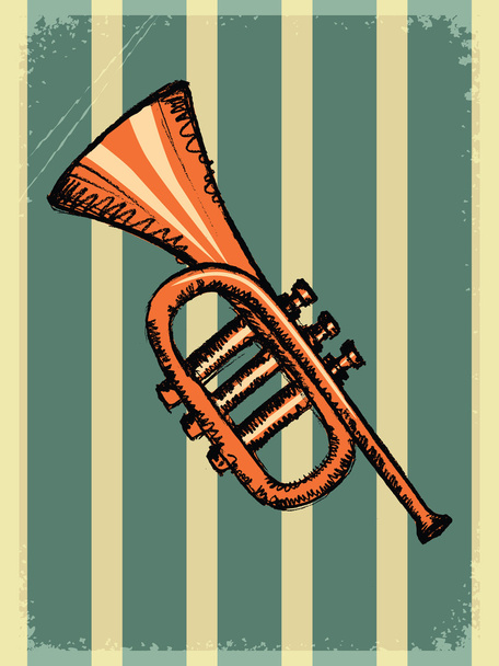 vintage background with music instrument - Vector, Image