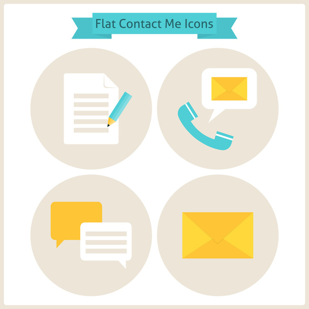 Plat Contact Me Website Icons Set - Vector, afbeelding