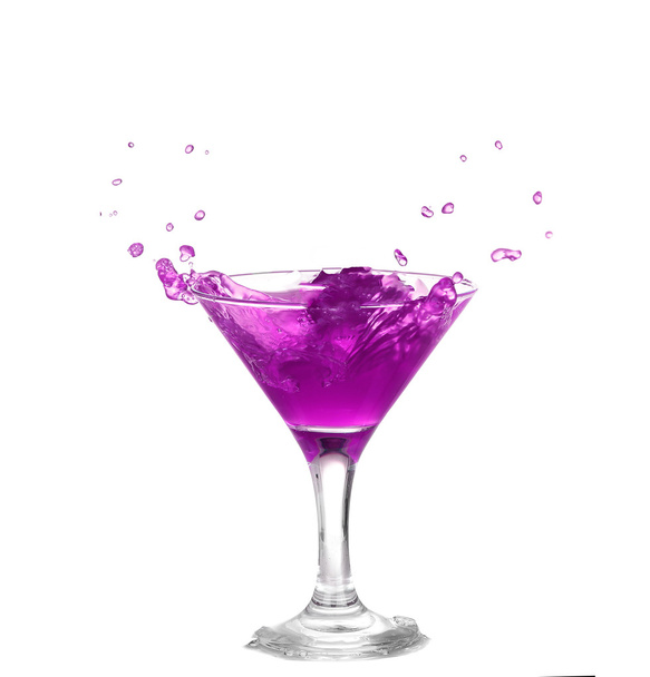  purple cocktail with splash isolated on white background - Φωτογραφία, εικόνα