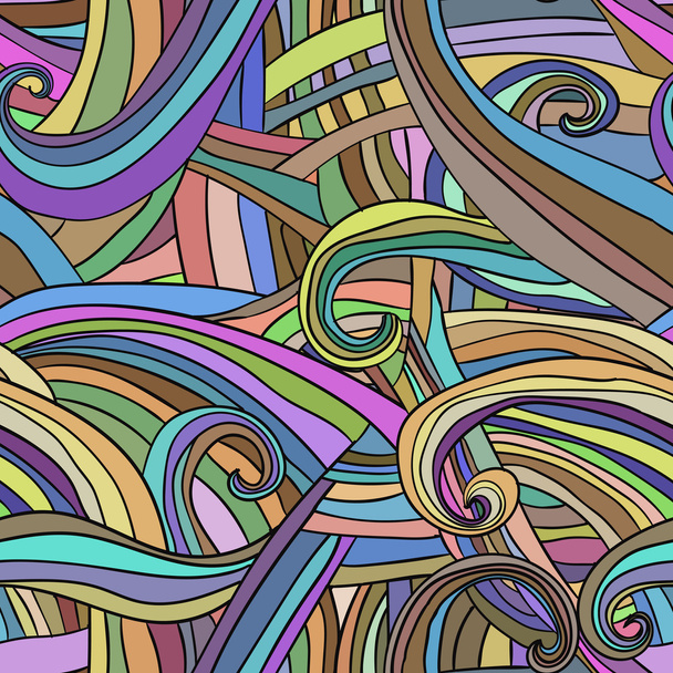 Seamless wave hand-drawn pattern Vector - Vector, Image