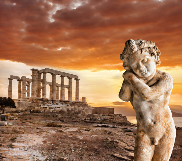  Templo grego Poseidon, Cabo Sounion na Grécia
 - Foto, Imagem
