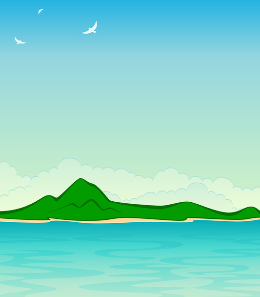 Small Island with birds - Διάνυσμα, εικόνα