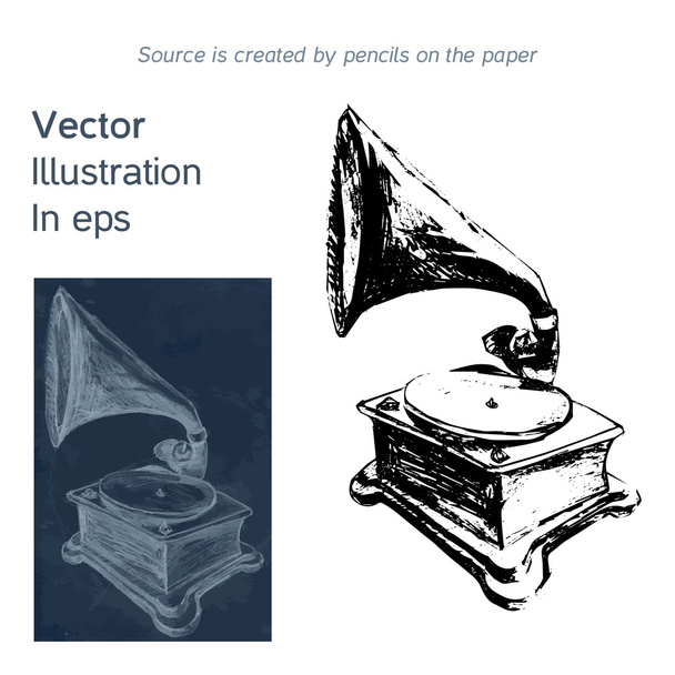 conjunto de gramófono vintage
 - Vector, imagen