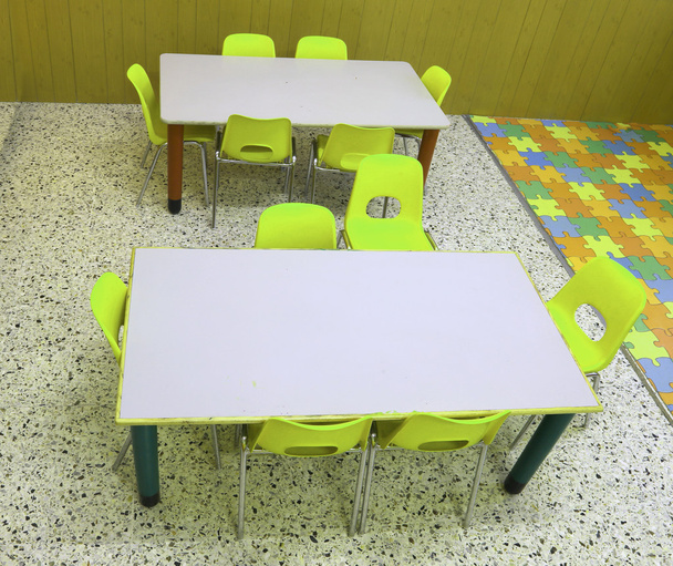colorful school chairs and tables for children - Photo, Image