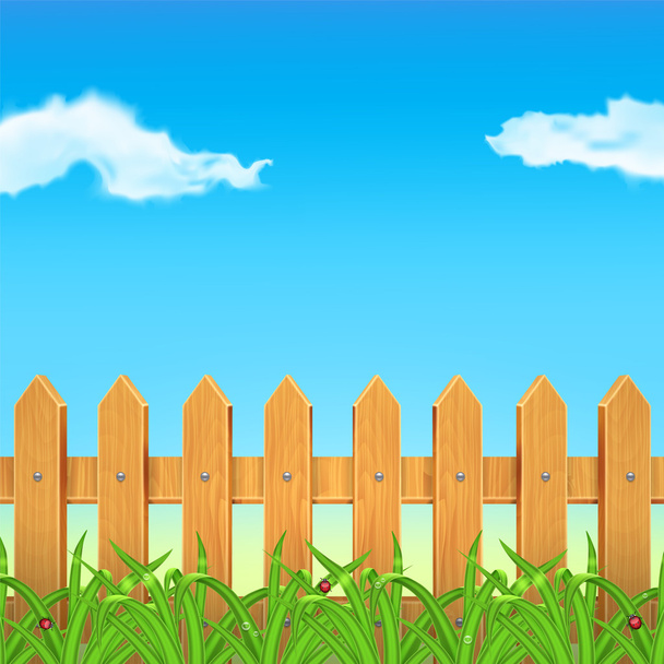Wooden fence - Vector, Image