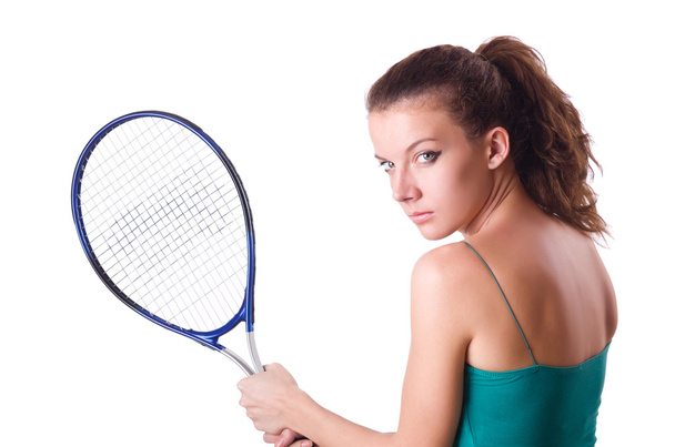 Woman tennis player isolated on white - Foto, afbeelding
