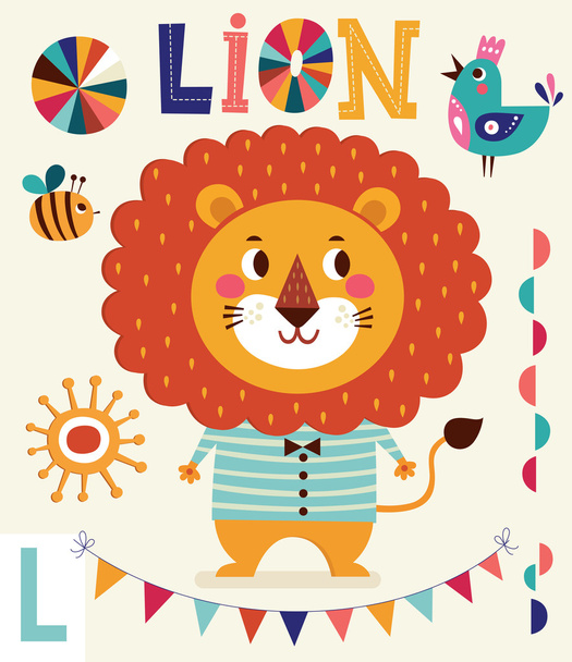 Cartoon character fun lion - Vektor, obrázek