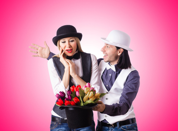 Pair in funny love concept - Photo, Image